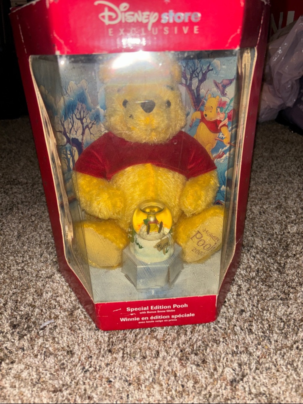 Disney Winnie the Pooh Plush with Red Shirt and Yellow Fur